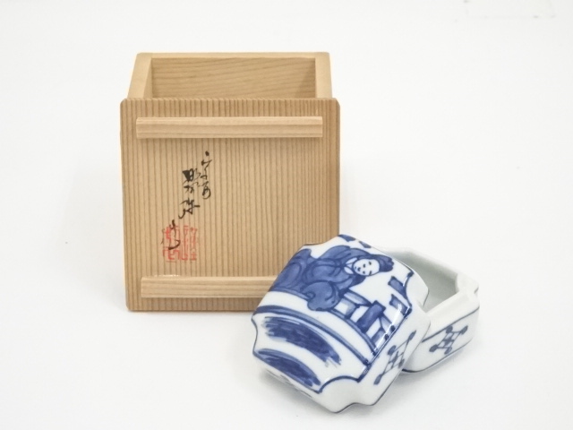 道具 ] - 道具 京焼 高野昭阿弥造 染付周茂叔香合（共箱